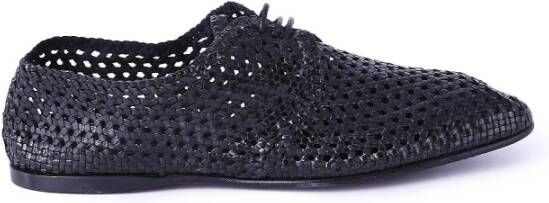 Dolce & Gabbana Zwarte Veterschoenen met Geweven Design