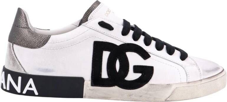 Dolce & Gabbana Maxi DG Leren Sneakers Gray Heren