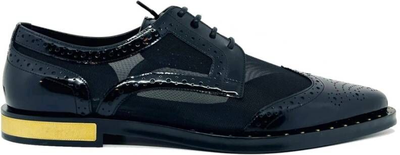 Dolce & Gabbana Zwarte Leren Sheer Wingtip Schoenen Black Dames - Foto 3