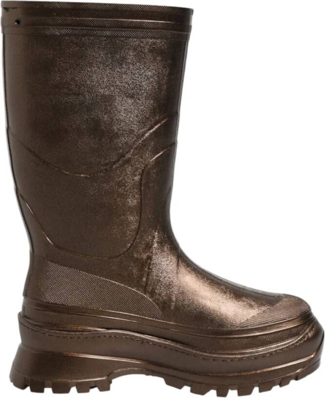 Dolce & Gabbana Metallic Bronze Pull On Rain Boots