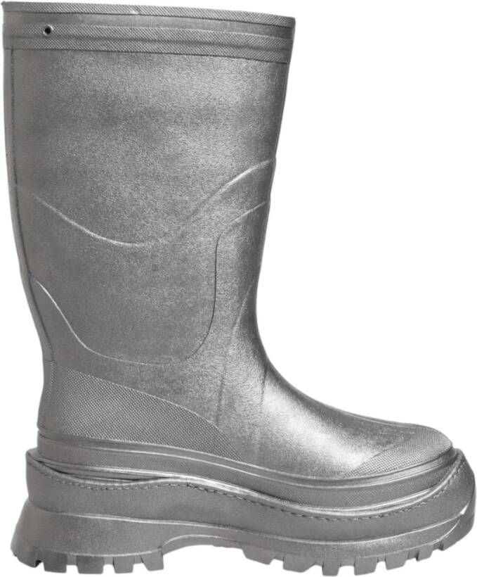Dolce & Gabbana Metallic Silver Pull On Rain Boots
