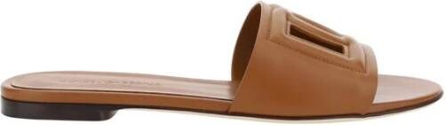 Dolce & Gabbana Calfskin slides with DG Millennials logo Bruin Dames
