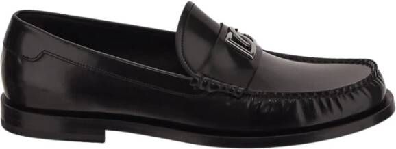 Dolce & Gabbana Zwarte Loafer Schoenen met Zilveren DG Logo Black Heren