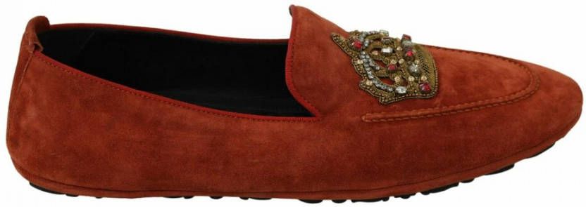 Dolce & Gabbana Moccasins Crystal Crown Slippers Shoes