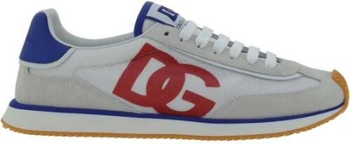 Dolce & Gabbana Sneakers met Suède Details en Verlengde Neus White Heren