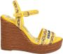 Dolce & Gabbana Multicolor Canvas Leren Sleehak Sandaal Multicolor Dames - Thumbnail 1