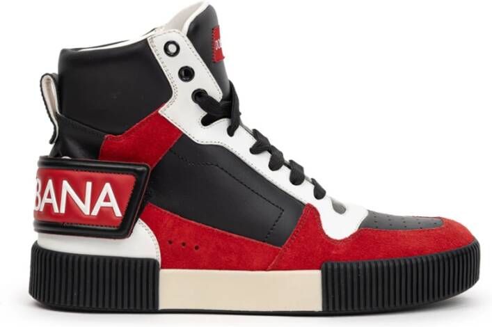 Dolce & Gabbana Multicolor High-Top Sneakers met rode inzetstukken