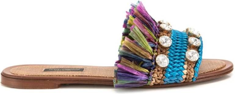 Dolce & Gabbana Multicolor Lamssandalen met Decoratieve Stenen Multicolor Dames