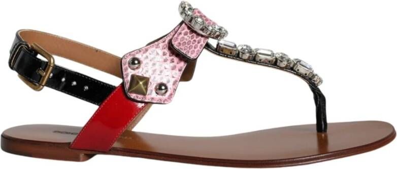 Dolce & Gabbana Multicolor Leren Slippers met Gesp Multicolor Dames