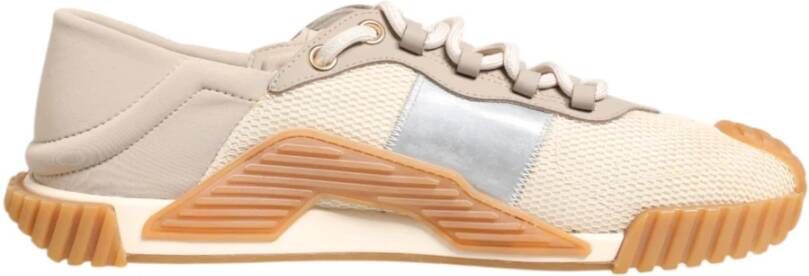 Dolce & Gabbana Beige Stretch Veterschoenen Beige Heren
