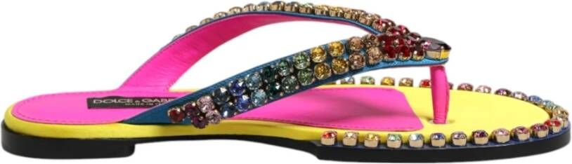 Dolce & Gabbana Multicolor Strass Platte Sandalen