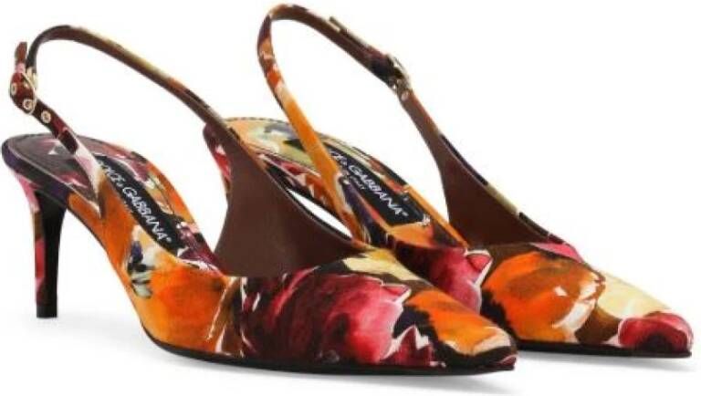 Dolce & Gabbana Dames Brocade Slingback Oranje Rood Multicolor Dames