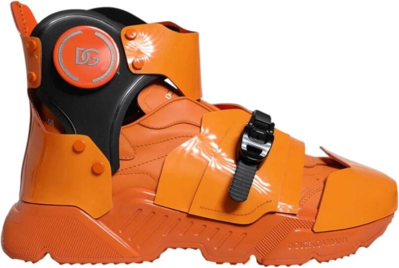 Dolce & Gabbana Oranje Multi Panel Hoge Top Sneakers