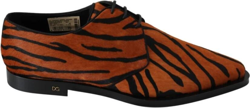 Dolce & Gabbana Oranje Tijgerpatroon Formele Brogue Schoenen