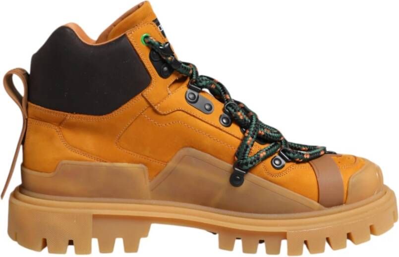 Dolce & Gabbana Oranje Veterschoenen Trekking Enkellaarzen