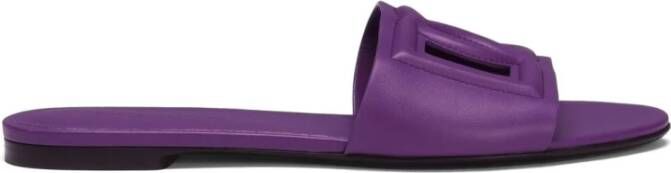 Dolce & Gabbana Paarse Leren Sandalen met Logozool - Foto 2