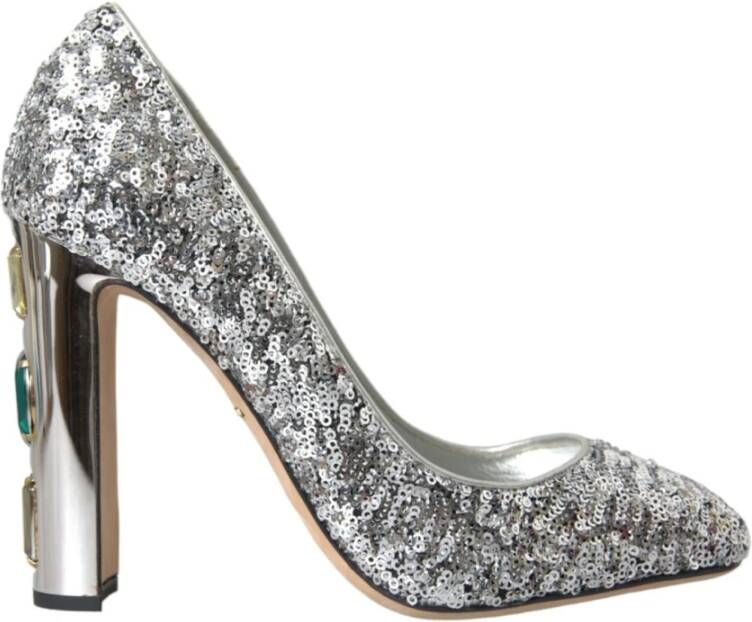 Dolce & Gabbana Zilveren Paillet Kristal Hakken Pumps Gray Dames