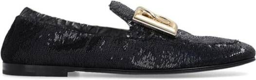 Dolce & Gabbana Paillettes Slip-On Loafers met Logo Plaque