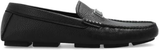 Dolce & Gabbana Zwarte platte schoenen Driver Cervo Antic Black Heren