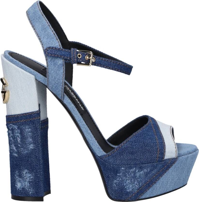 Dolce & Gabbana Patchwork denim platform sandalen Blauw Dames