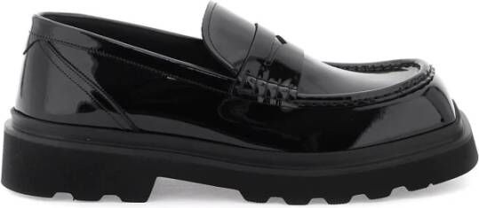 Dolce & Gabbana Patentleren Mocassins met Logo Label Black Heren