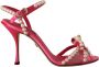 Dolce & Gabbana Glamoureuze Roze Satijnen Parel Kristal Hakken Pink Dames - Thumbnail 1