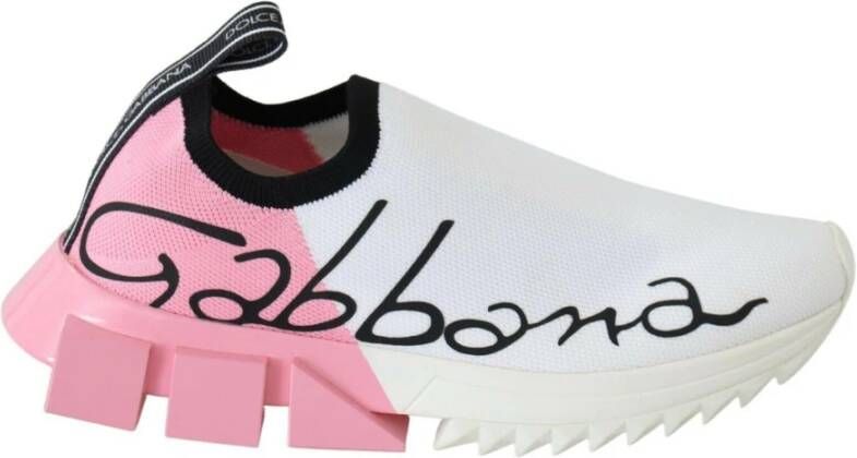 Dolce & Gabbana Pink White Logo Sorrento Sneakers Multicolor Dames