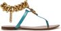 Dolce & Gabbana Blauwe Leren Devotion Platte Sandalen Blue Dames - Thumbnail 2