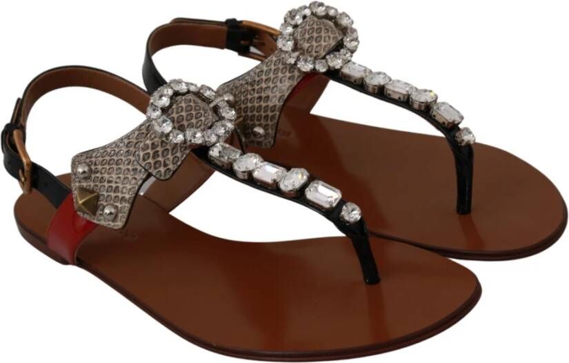 Dolce & Gabbana Sandalen met kristallen versiering Brown Dames