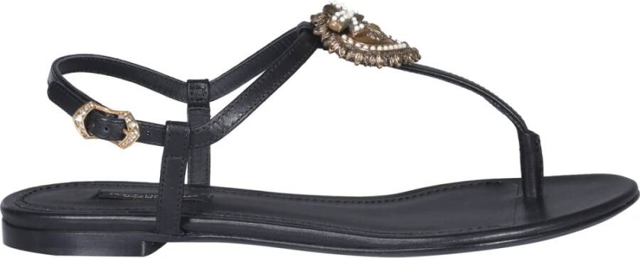 Dolce & Gabbana Platte Sandalen met Enkelbandjes Black Dames