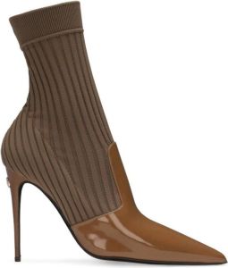 Dolce & Gabbana Bruine Gebreide en Leren Laarzen Bruin Dames