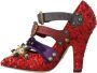 Dolce & Gabbana Rode Kristallen Studs Hakken Schoenen Mary Janes Bellucci Alta Moda Red Dames - Thumbnail 3