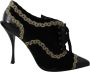 Dolce & Gabbana Elegante Zwarte Fluwelen Gouden Geborduurde Pumps Black Dames - Thumbnail 1