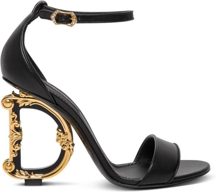 Dolce & Gabbana Zwarte Leren Barok Hak Sandalen Black Dames