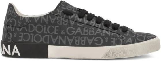 Dolce & Gabbana Donkergrijze en Lichtgrijze Portofino Sneakers Black Heren