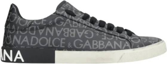Dolce & Gabbana Donkergrijze en Lichtgrijze Portofino Sneakers Black Heren