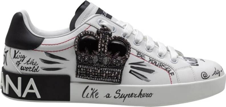 Dolce & Gabbana Portofino Leren Sneakers met Borduurwerk Multicolor Heren