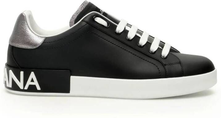 Dolce & Gabbana Portofino Leren Sneakers met Contrasterende Inzet Black Heren - Foto 3