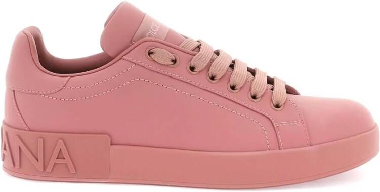 Dolce & Gabbana Portofino Leren Sneakers Pink Dames