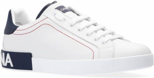 Dolce & Gabbana Portofino Sneakers Leren Sneakers met Baroklogo White Heren