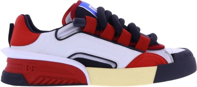 Dolce & Gabbana Rode witte en zwarte leren sneakers Multicolor Heren - Foto 3
