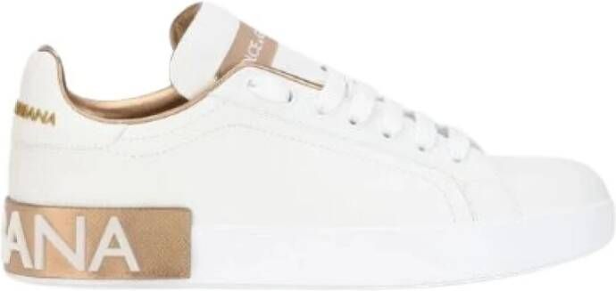 Dolce & Gabbana Portofino Sneakers Dolce Gabbana Gold Dust Leather Beige Dames