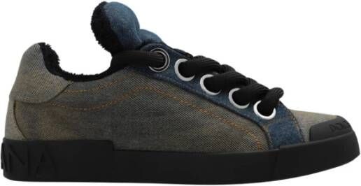 Dolce & Gabbana Custom Patch Sneakers Blauw Denim Blue Heren