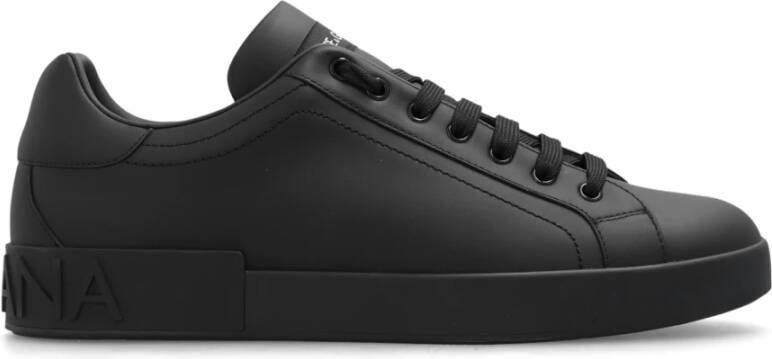 Dolce & Gabbana Zwarte Portofino Sneakers met Logo Black Heren