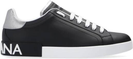 Dolce & Gabbana Portifino klassieke sneakers heren leer leer rubber 39.5 Zwart