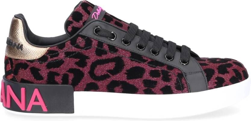 Dolce & Gabbana Portofino Sneakers in luipaardprint Pink Dames