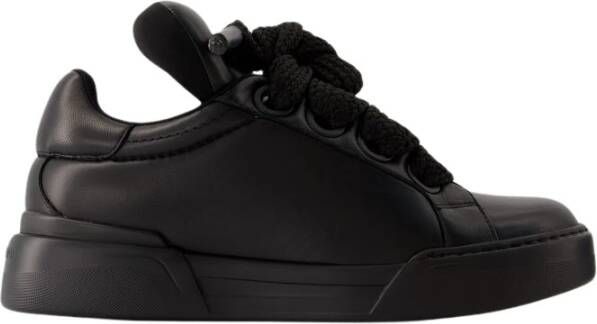 Dolce & Gabbana Portofino Sneakers Leer Zwart Black Heren