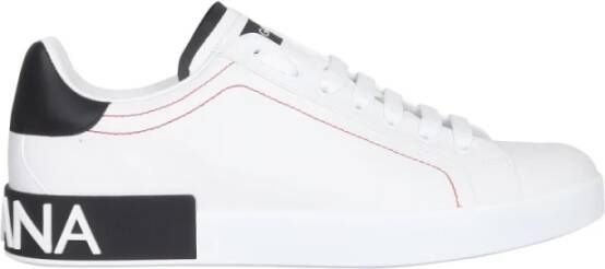 Dolce & Gabbana Leren lage sneakers met contrasterende inzetstukken White Heren