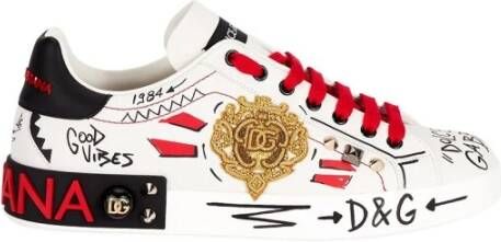 Dolce & Gabbana Portofino sneakers met borduurwerk en studs White Heren