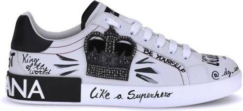 Dolce & Gabbana Portofino Leren Sneakers met Borduurwerk Multicolor Heren